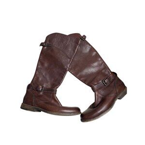 Frye Dark Brown Leather Moto Boots